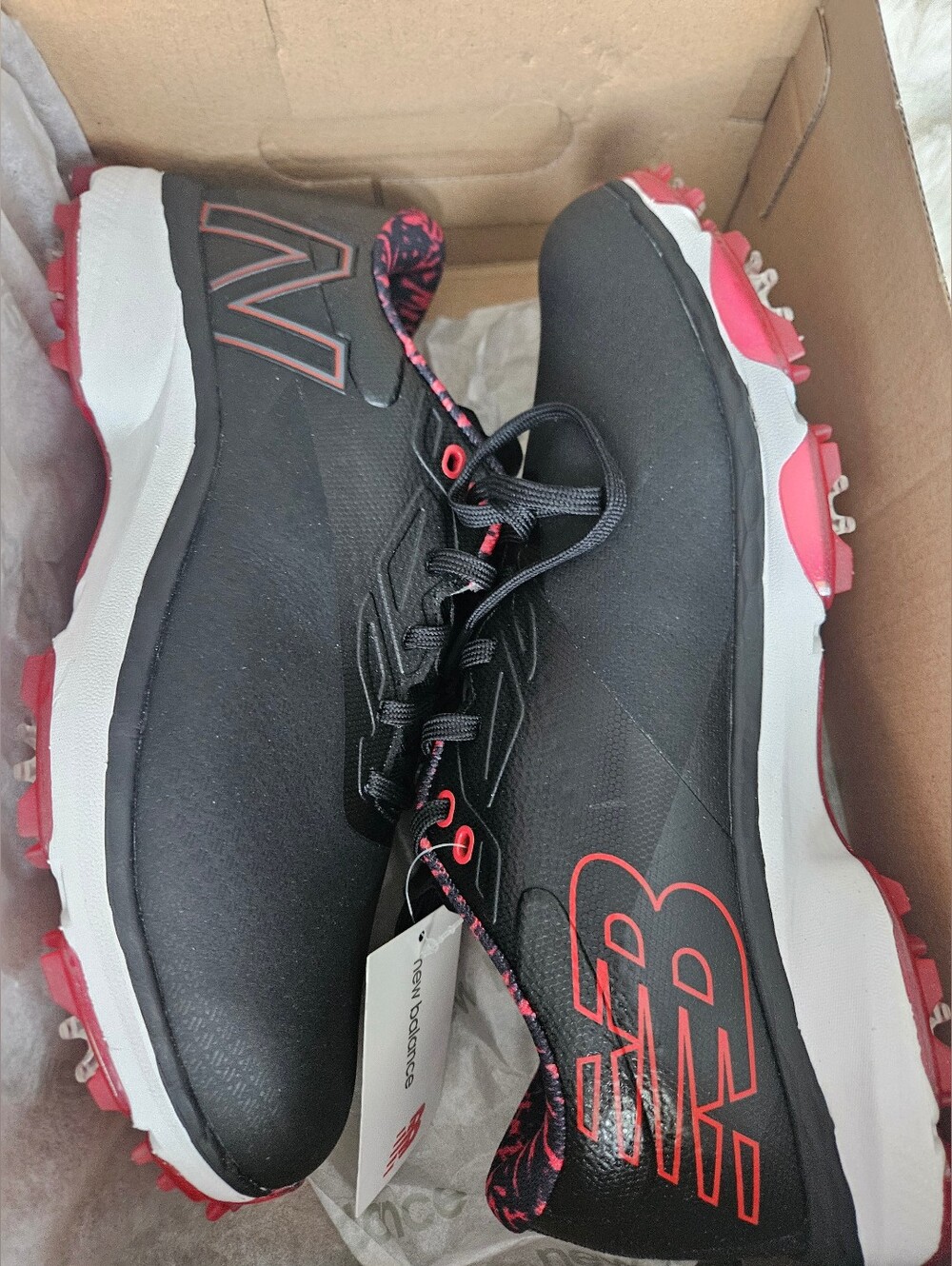 NEW IN BOX New Balance Fresh Foam X Defender Black/Red Golf Shoes Sz 9.5